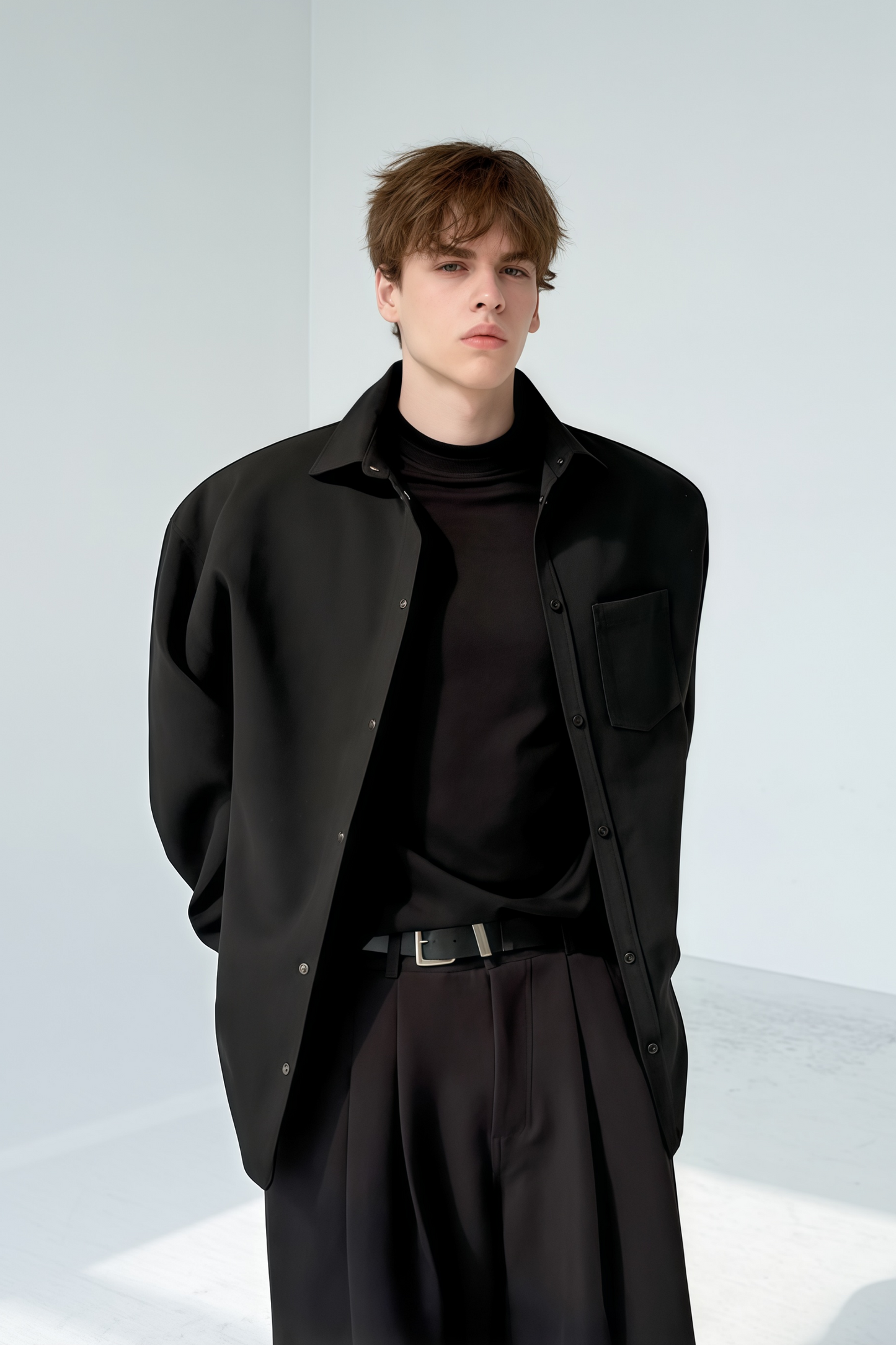 Liam black shirt jacket