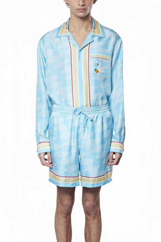 Michel light blue striped short-sleeve shirt