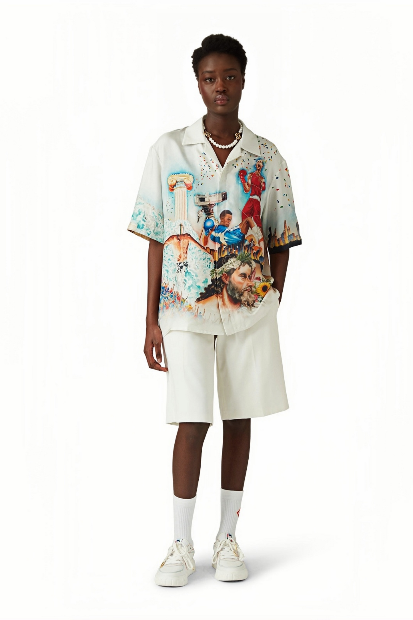 Sam white and colorful print short-sleeve shirt