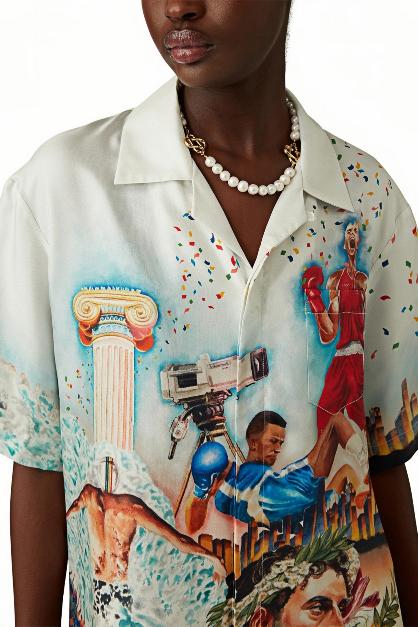 Sam white and colorful print short-sleeve shirt
