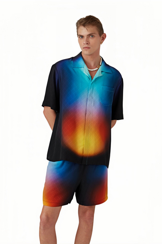 Mike black rainbow gradient short-sleeve shirt