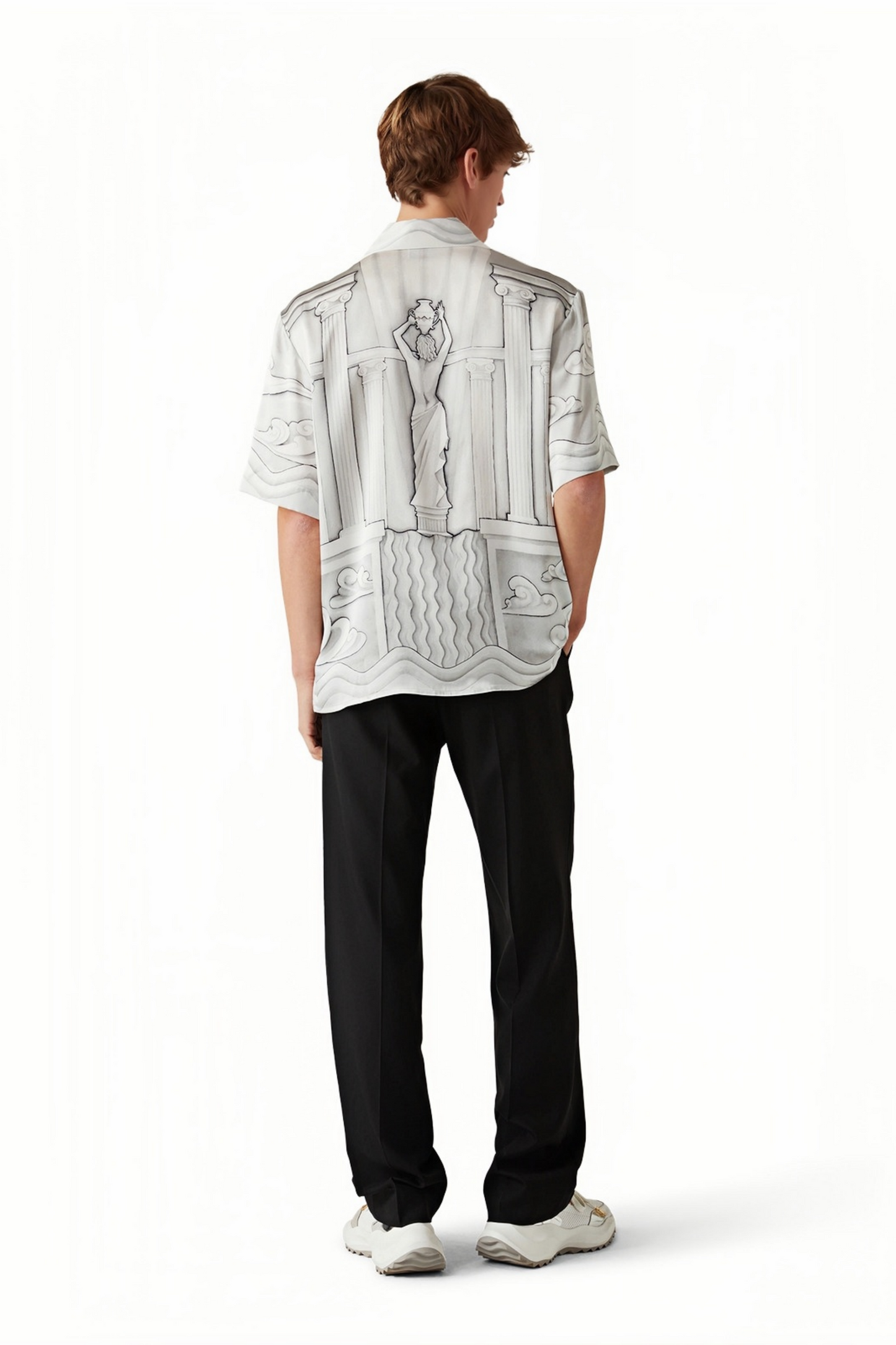 Tom white sketch print short-sleeve shirt
