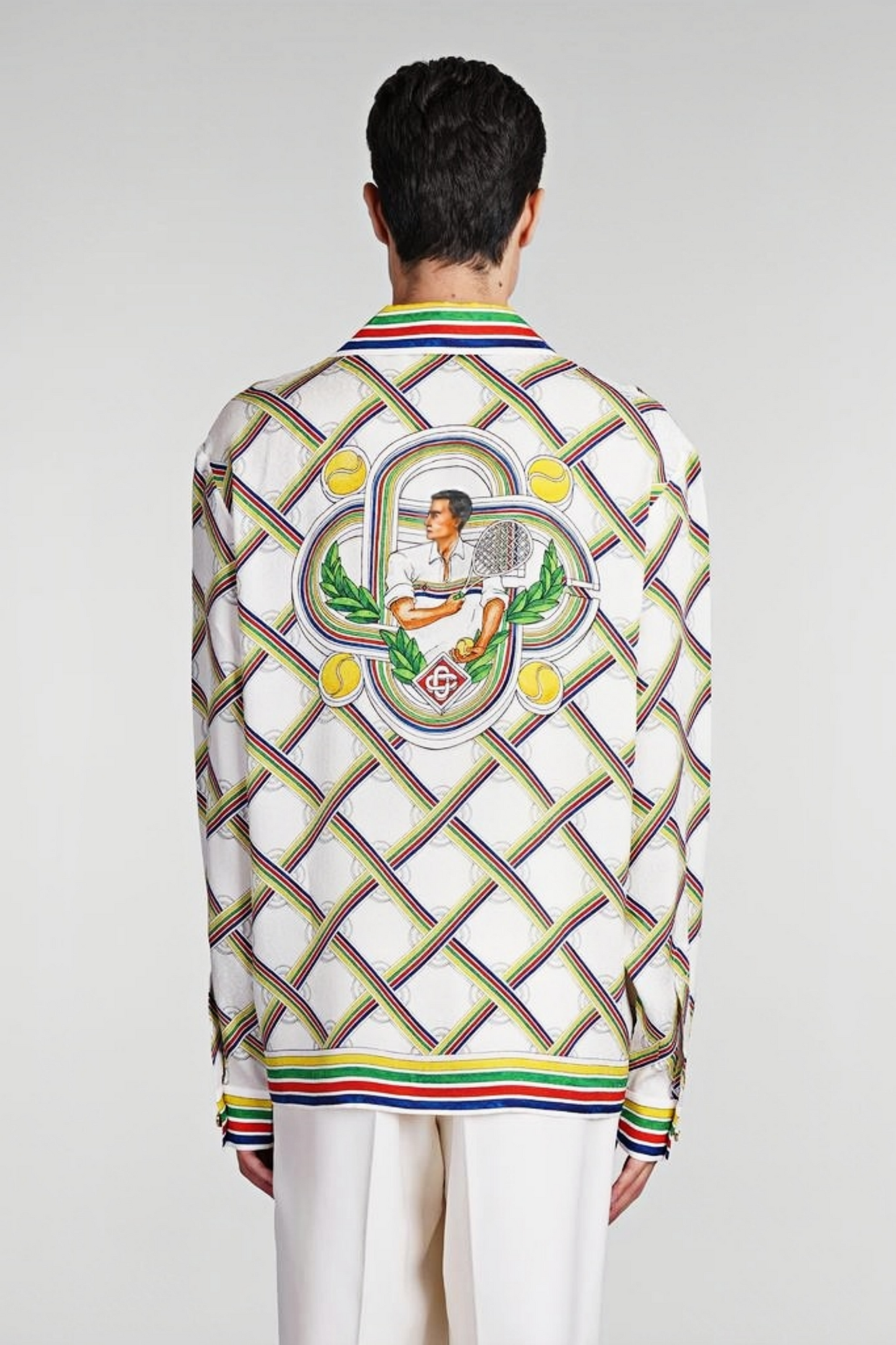 Albert white diamond pattern long-sleeve shirt