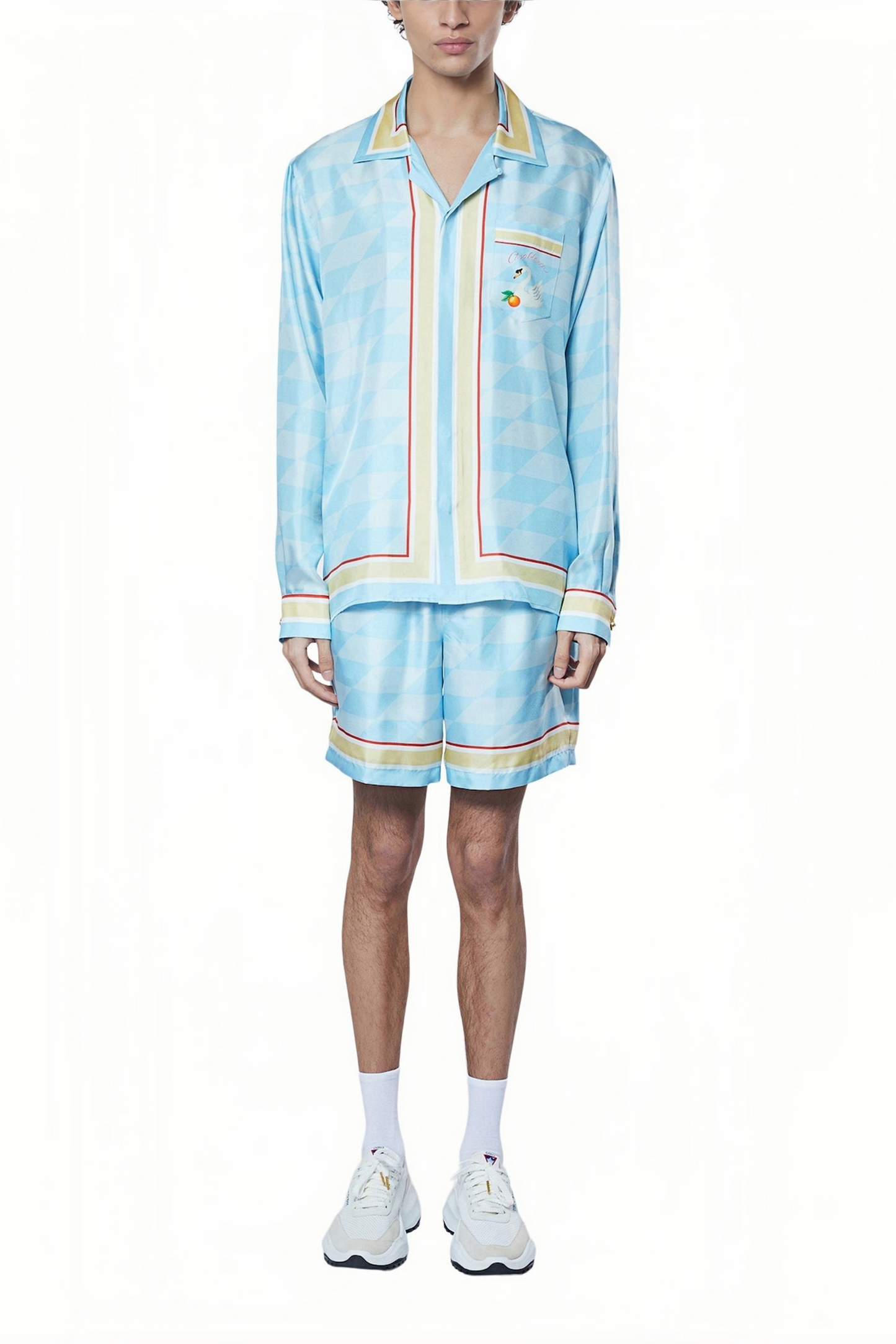Michel light blue striped short-sleeve shirt