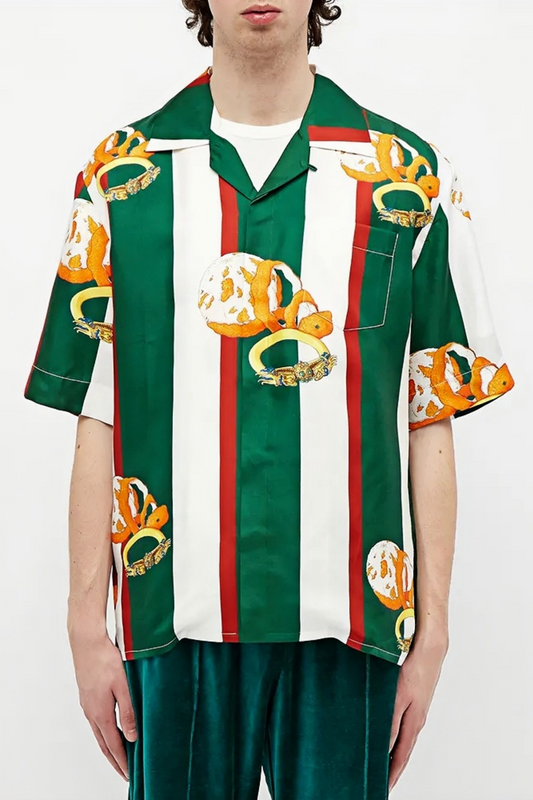 Abel green striped snake short-sleeve shirt