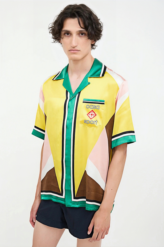 Sam yellow geometric print short-sleeve shirt