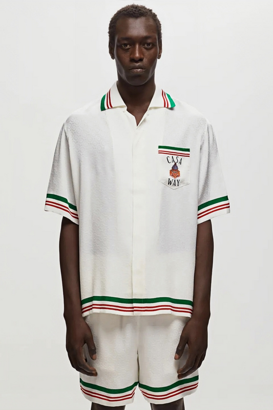 Gary white striped short-sleeve shirt