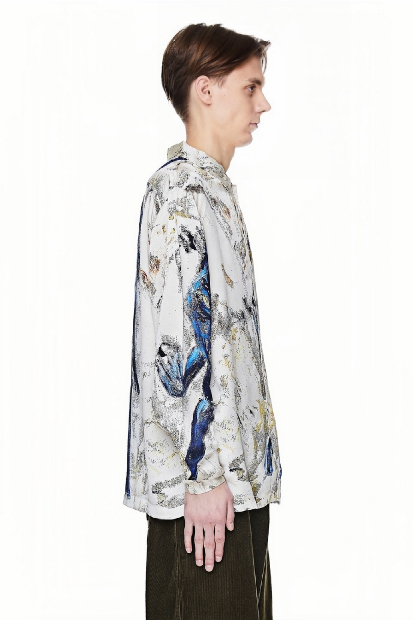 Fabien white abstract print long-sleeve shirt