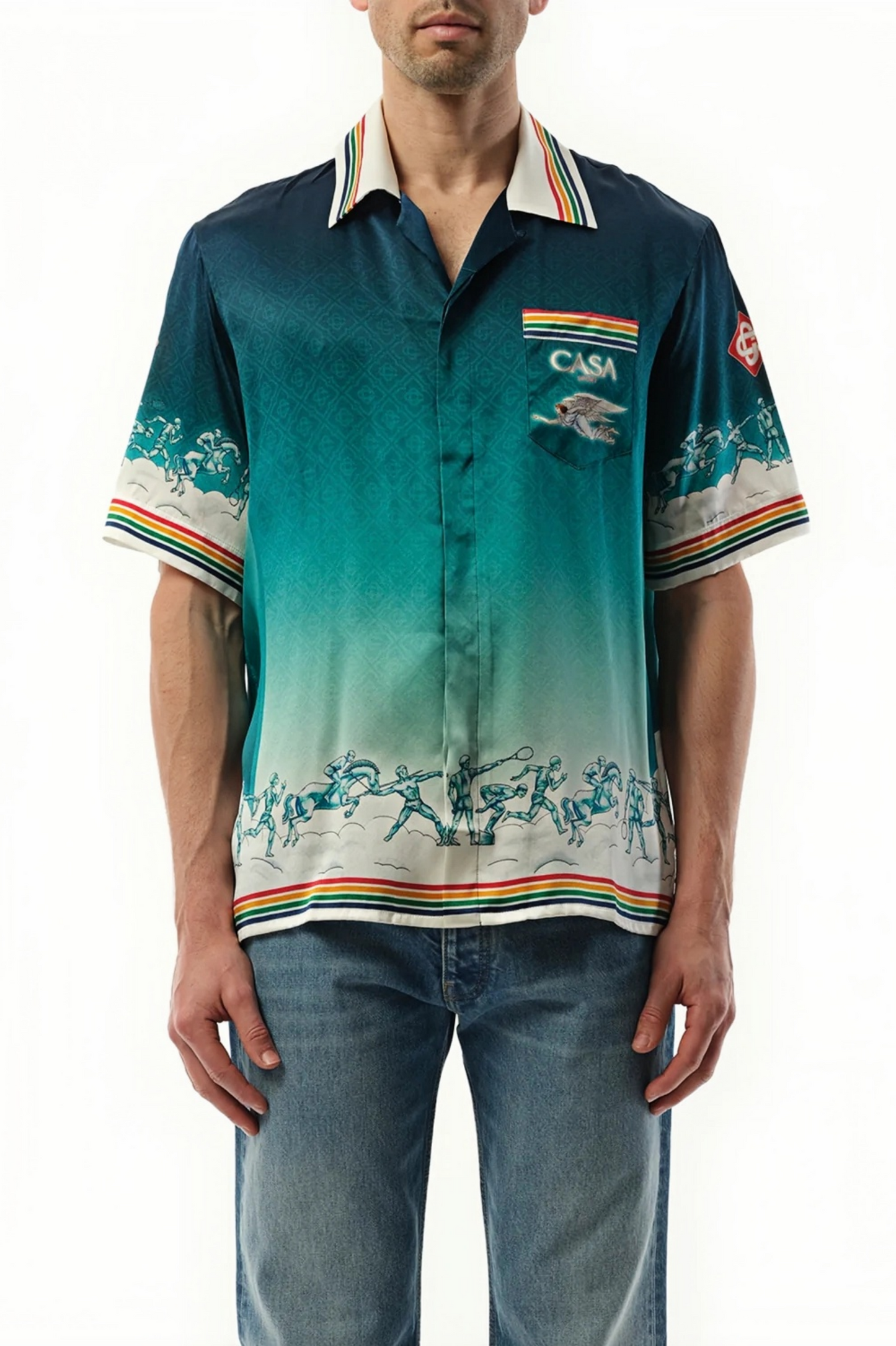 Michael green gradient print short-sleeve shirt