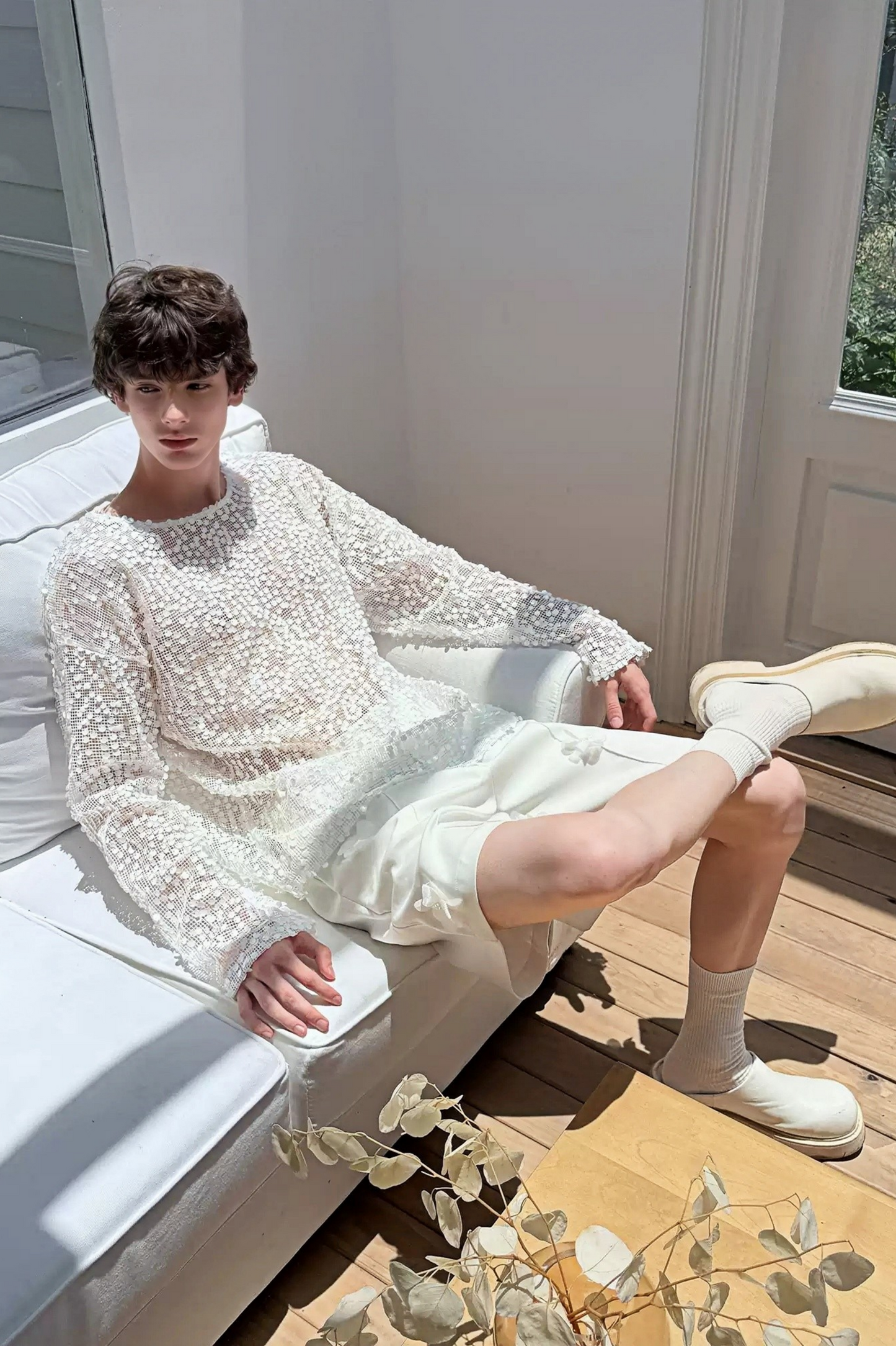 Zacharie White Cut-out Sequined Detail Shirt