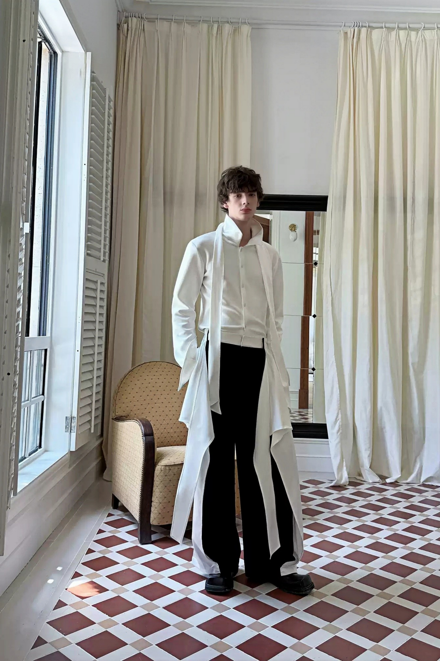 Félix Black&White Ribbon Design Trousers