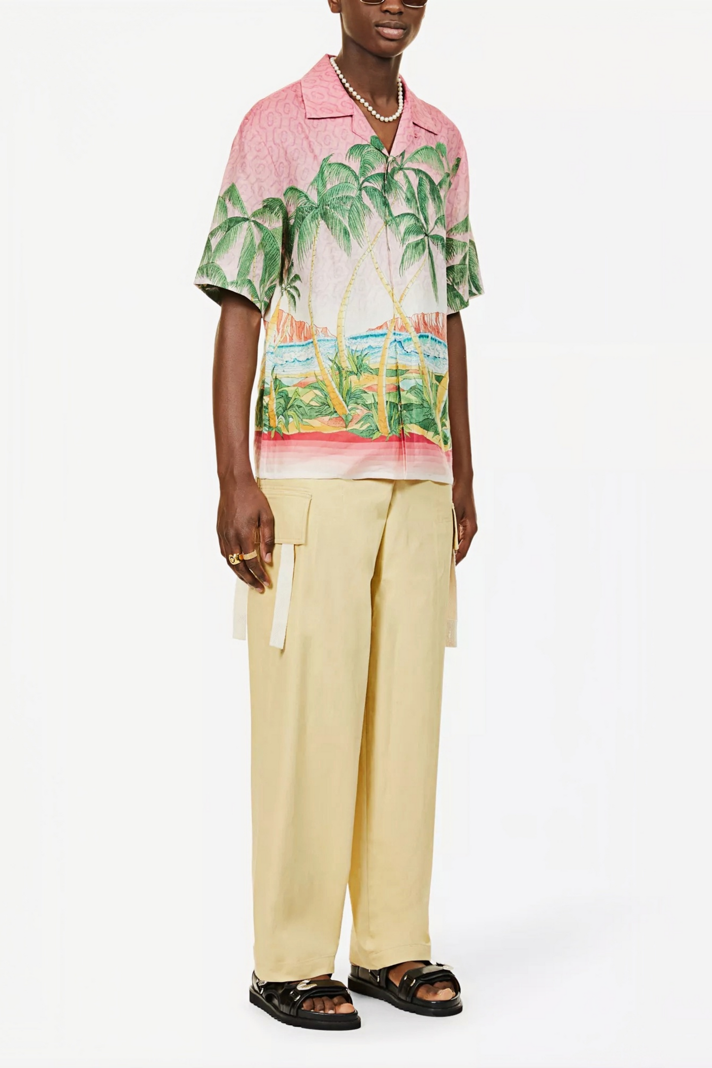Alexandre pink tropical beach short-sleeve shirt