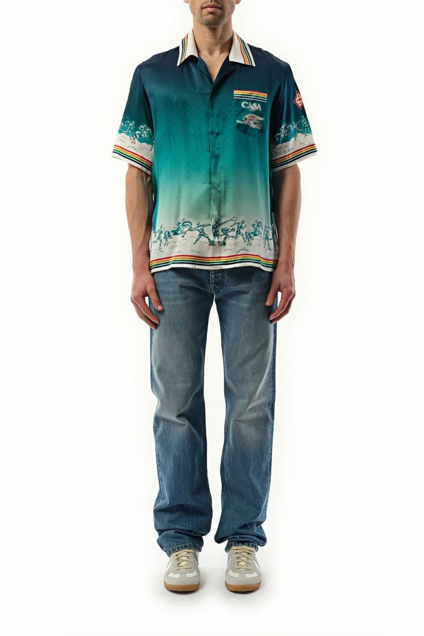 Michael green gradient print short-sleeve shirt