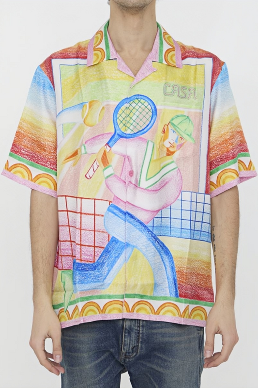 Adam yellow colorful print short-sleeve shirt