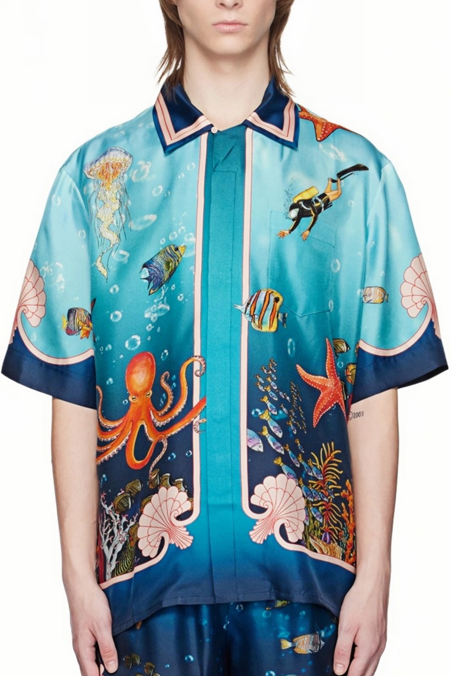 Nathan blue ocean life short-sleeve shirt
