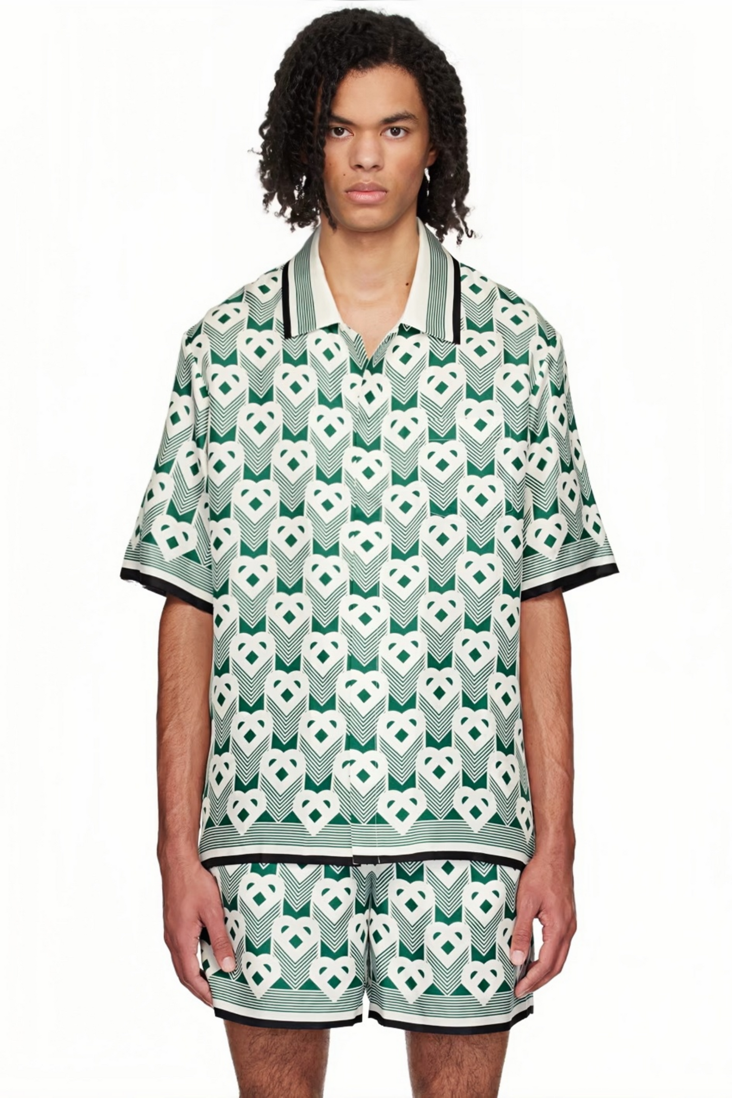 Arthur green geometric print short-sleeve shirt