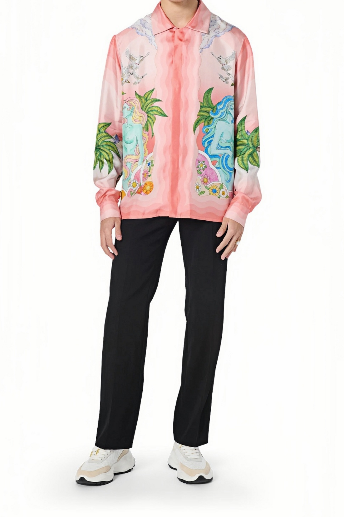 Xavier pink tropical dragon long-sleeve shirt
