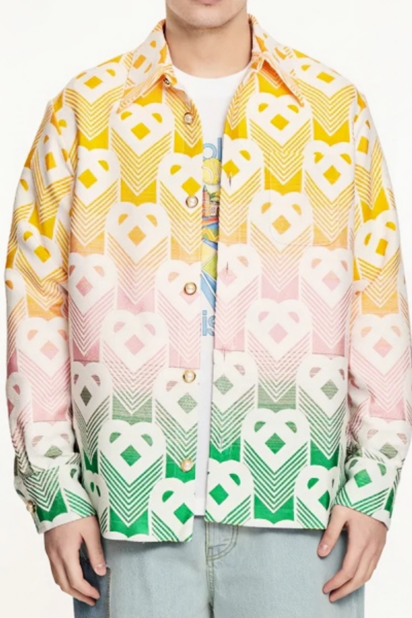 Alexander yellow geometric long-sleeve shirt