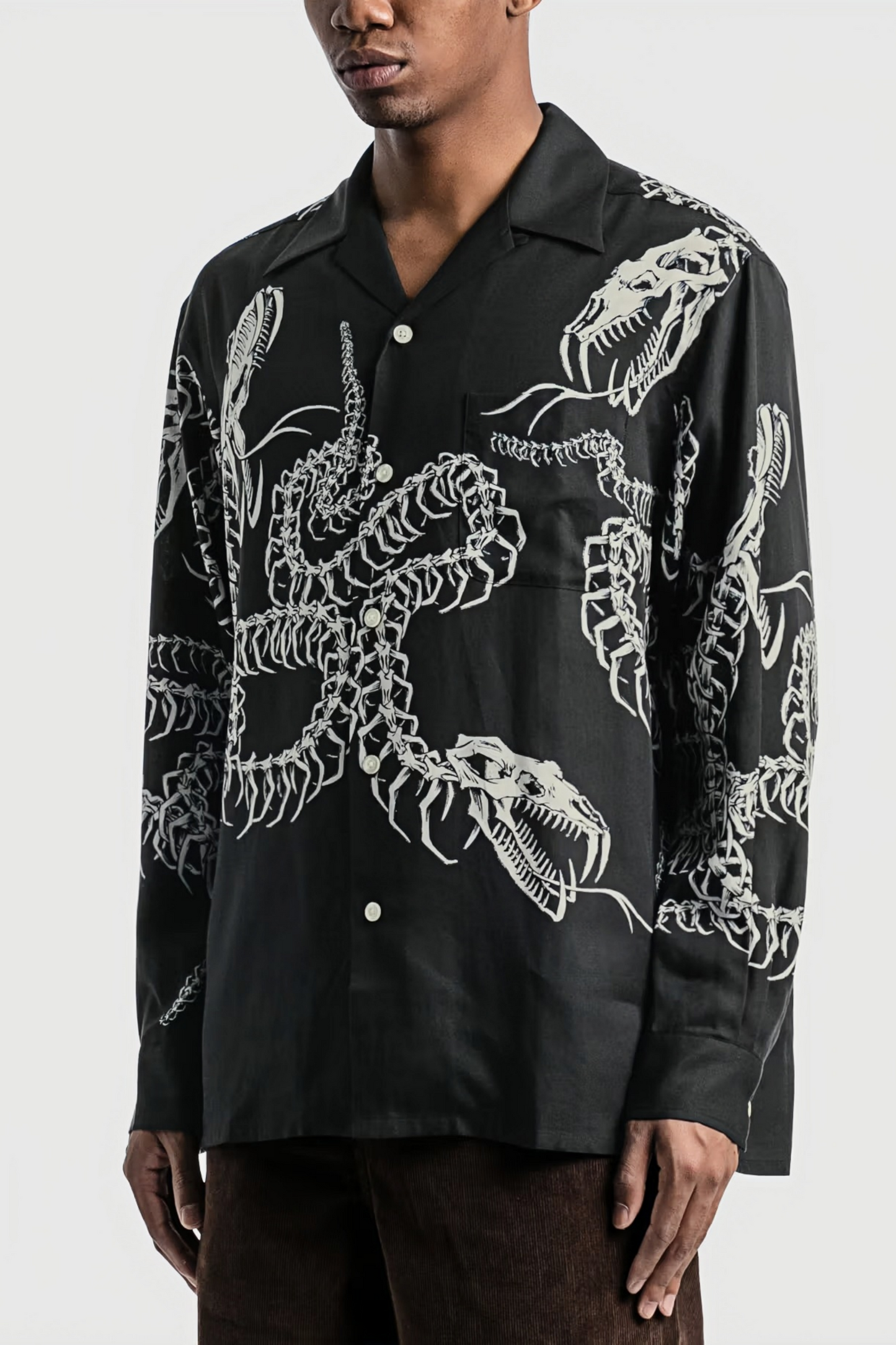 Gildas black skeleton print long-sleeve shirt