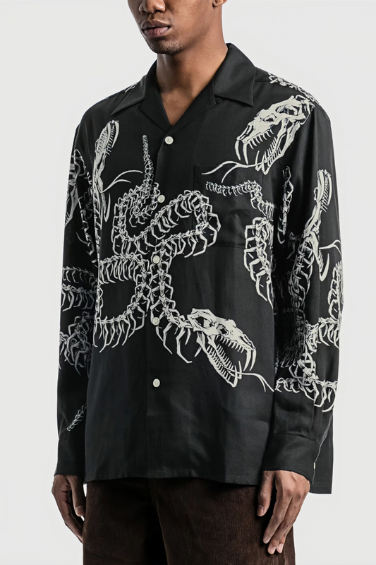 Gildas black skeleton print long-sleeve shirt