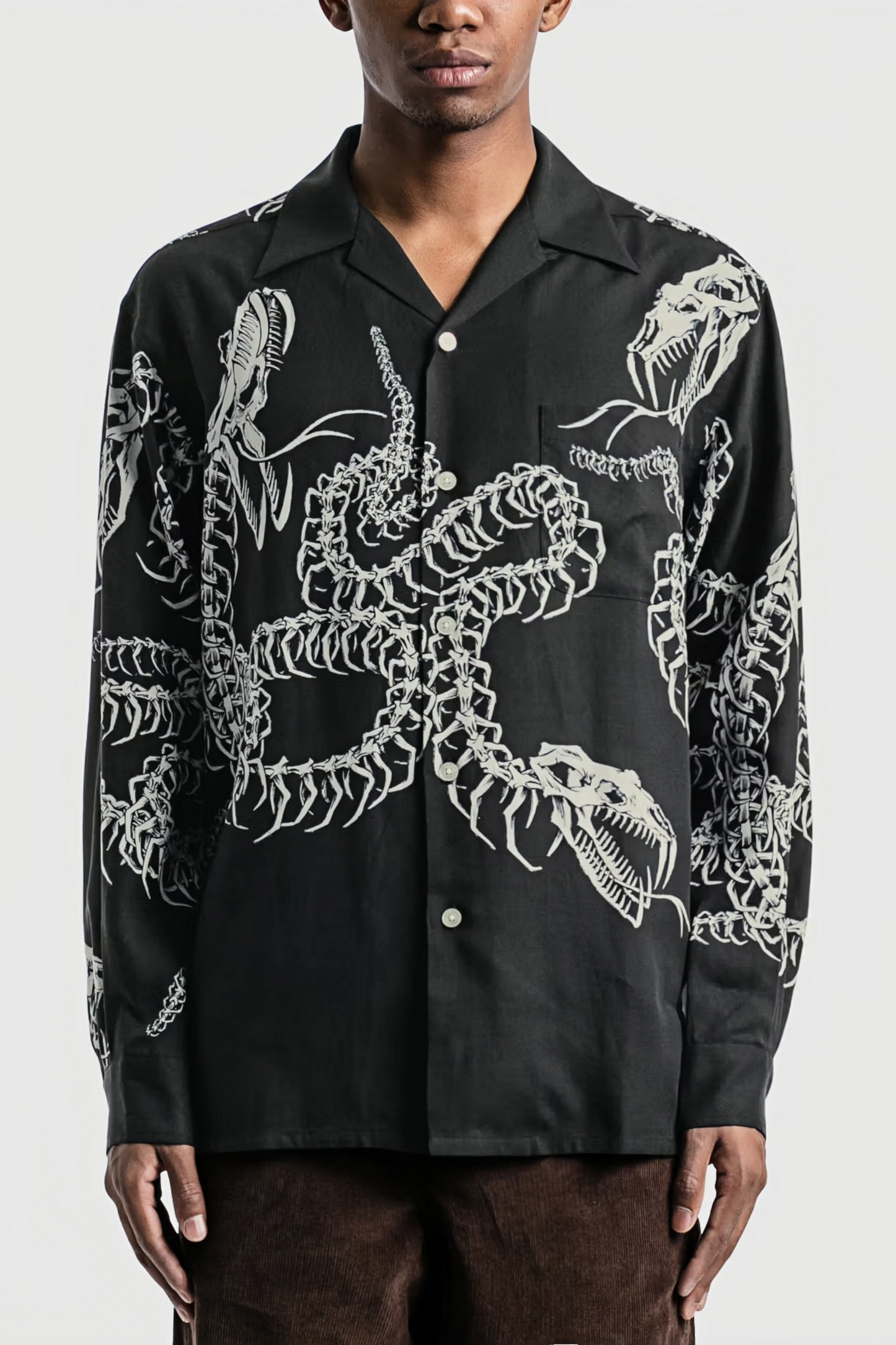 Gildas black skeleton print long-sleeve shirt