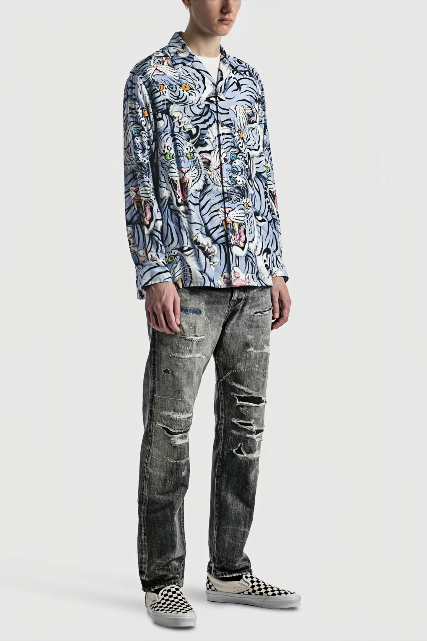 Hippolyte blue tiger print long-sleeve shirt