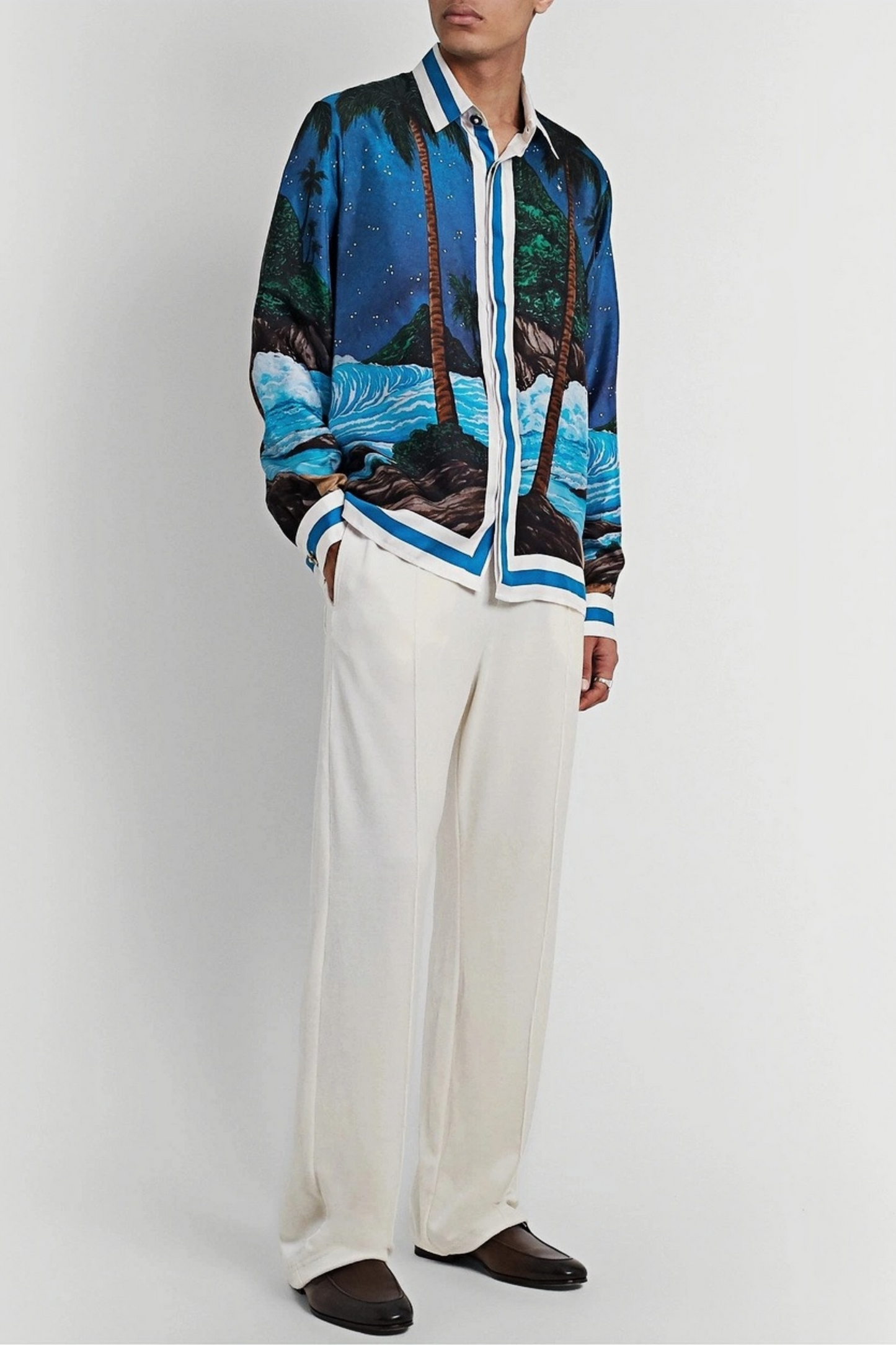 Alain blue ocean night sky long-sleeve shirt