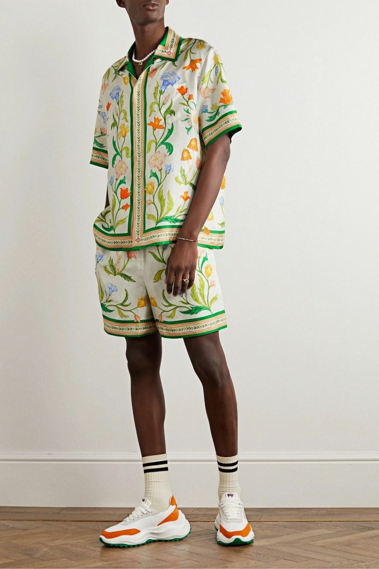 Xavier green floral short-sleeve shirt