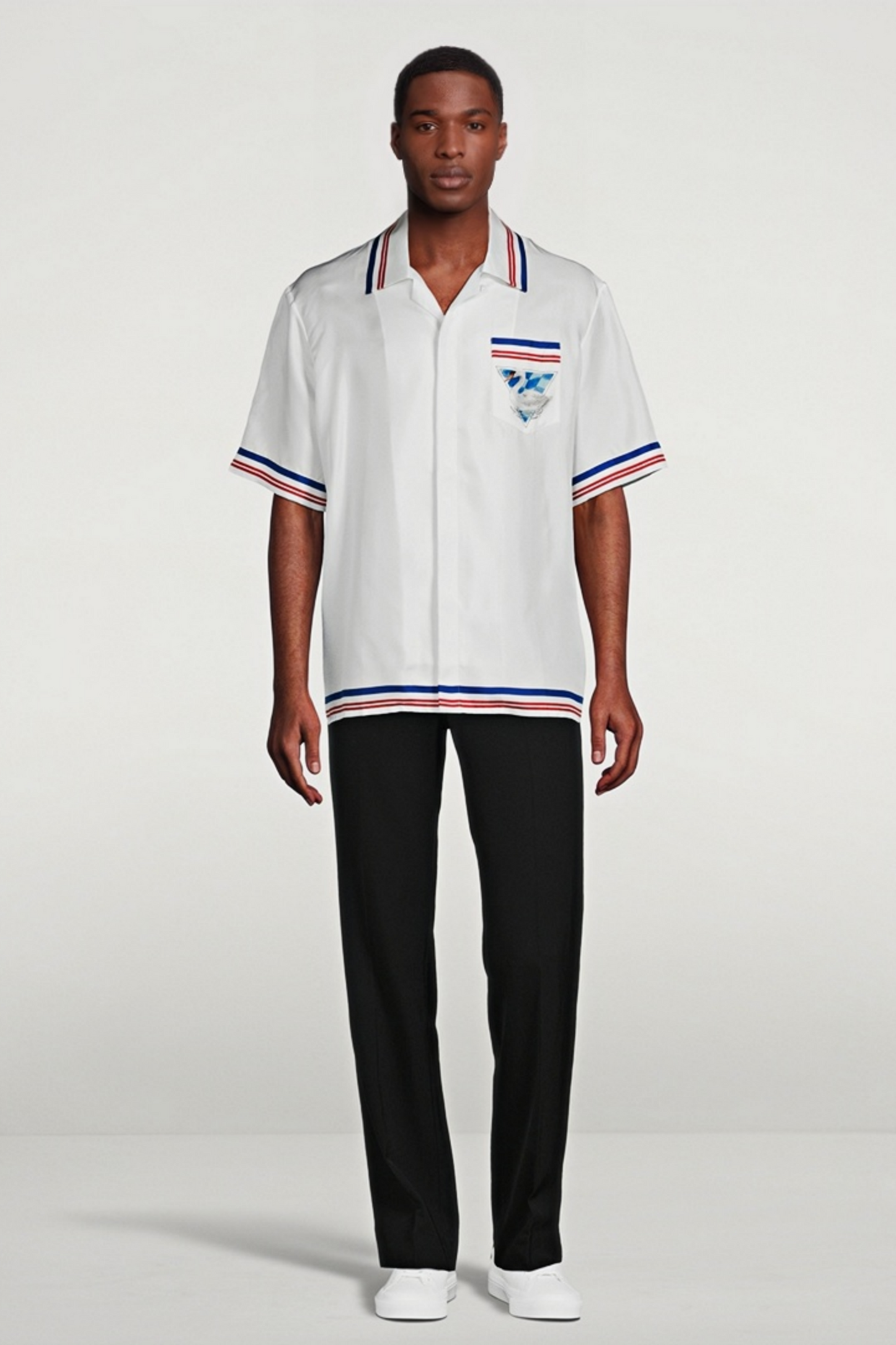 Zacharie white swan print short-sleeve shirt