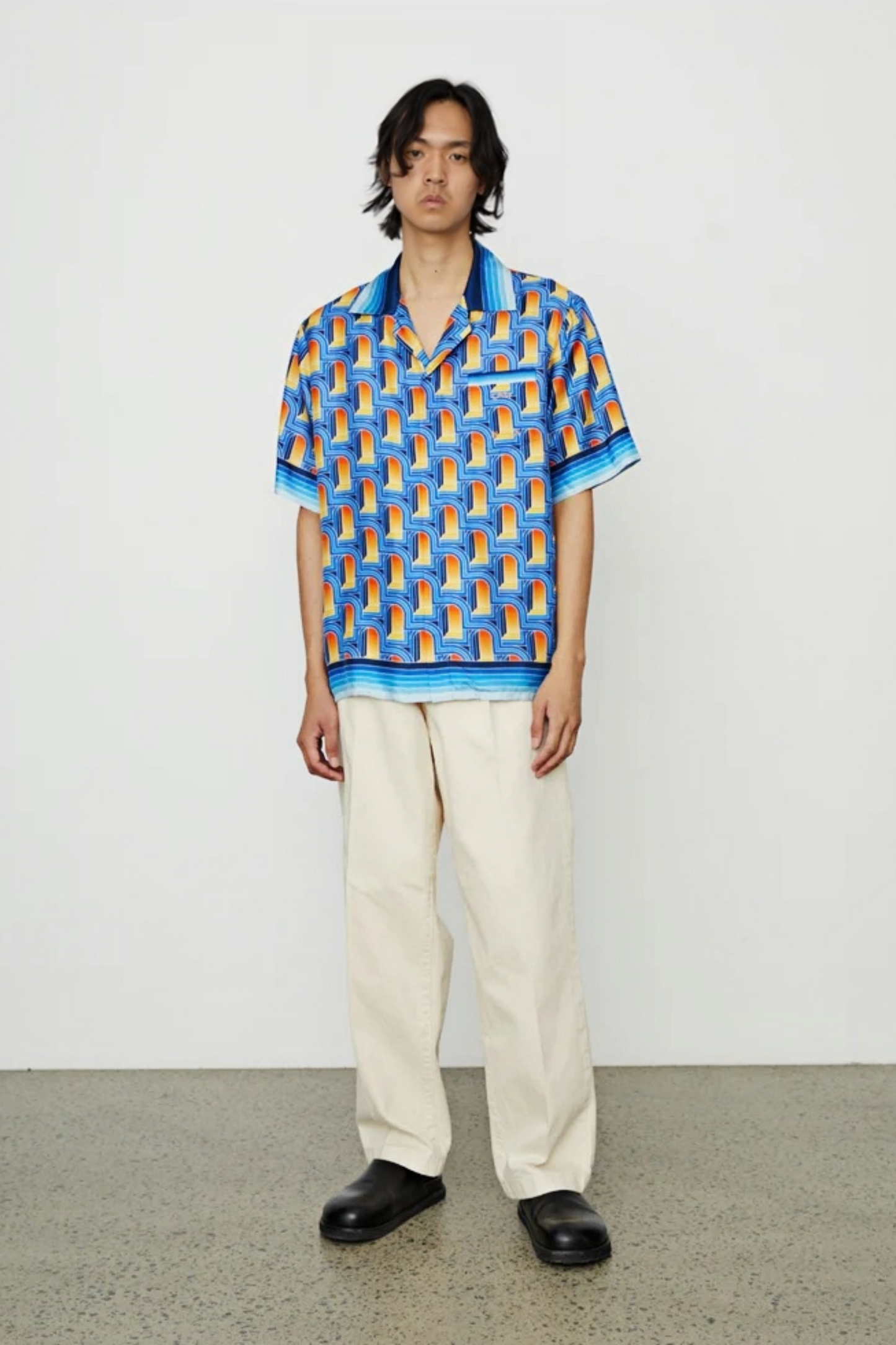 Nathan blue zigzag short-sleeve shirt