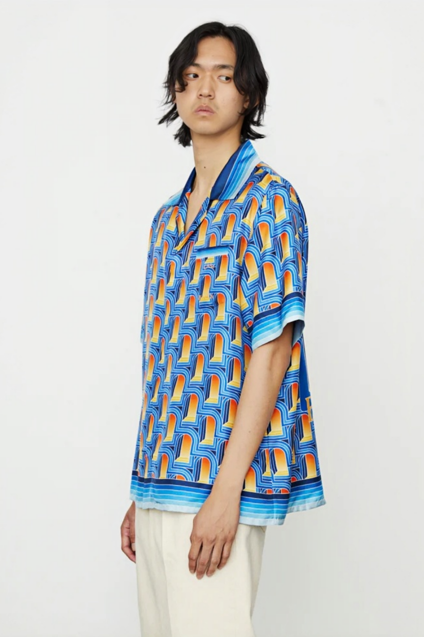 Nathan blue zigzag short-sleeve shirt