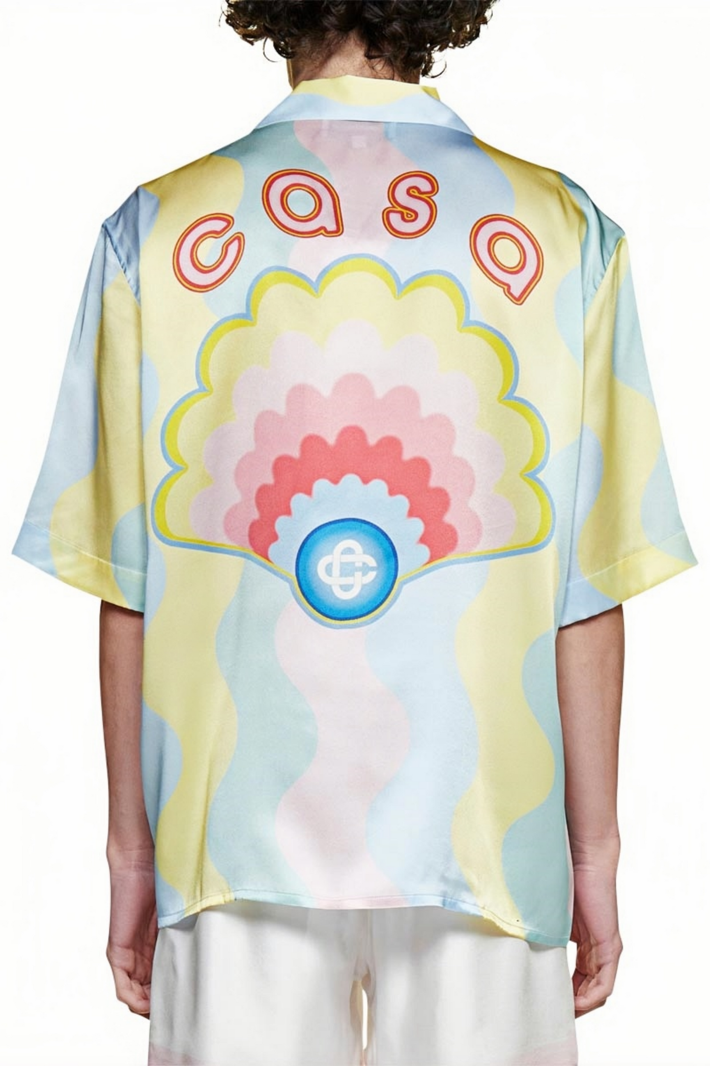 Nicolas pink pastel cloud print short-sleeve shirt