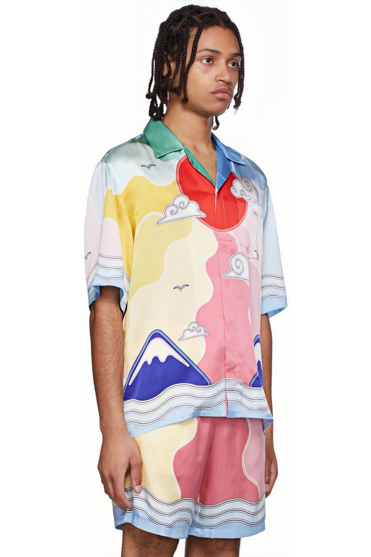 André pink multicolor mountain wave short-sleeve shirt