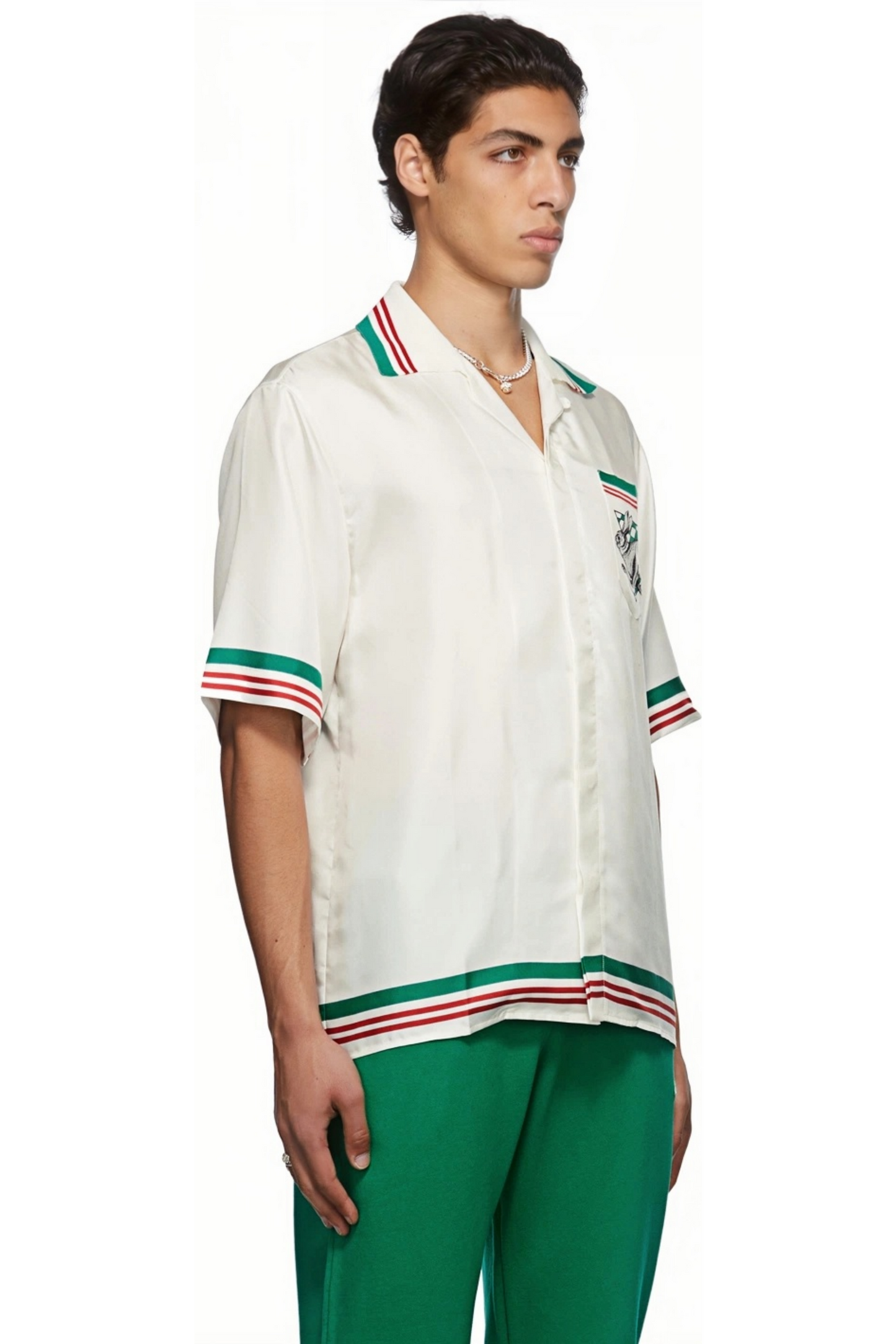 Auguste white apple print short-sleeve shirt