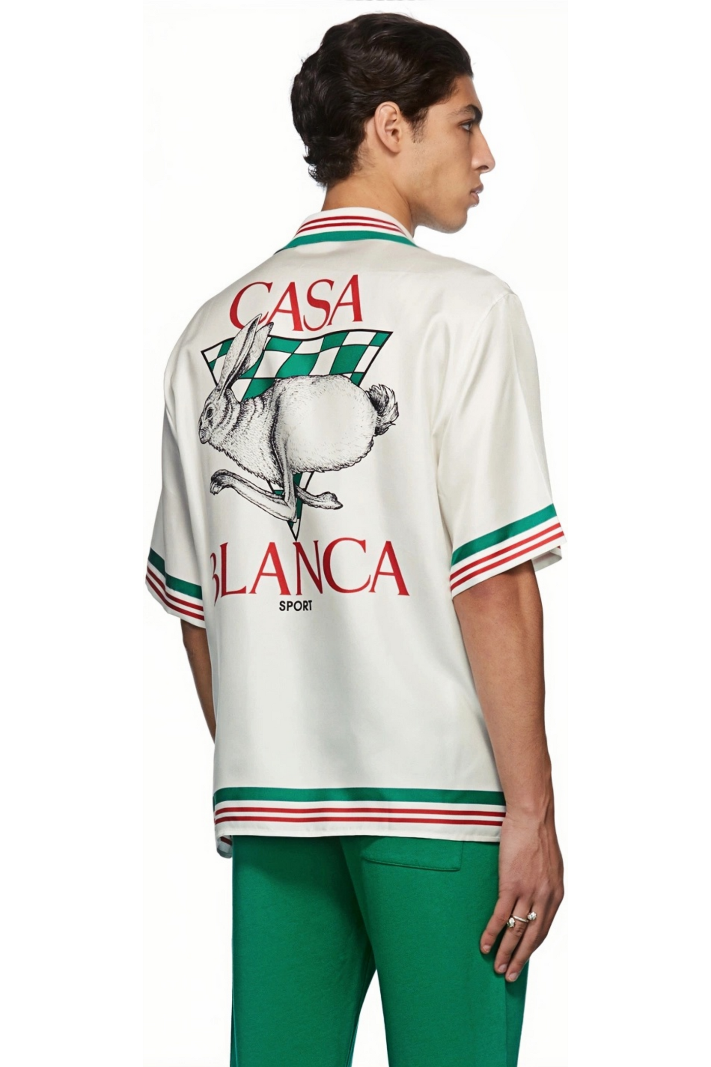 Florian white rabbit check sport short-sleeve shirt