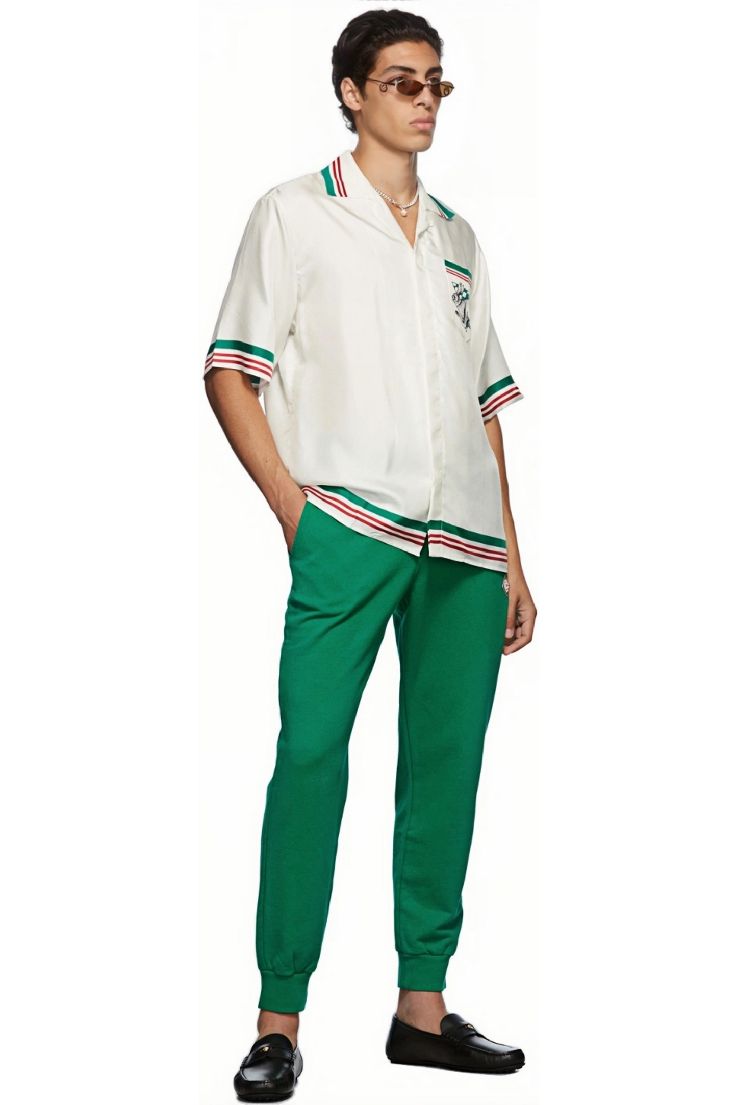 Auguste white apple print short-sleeve shirt