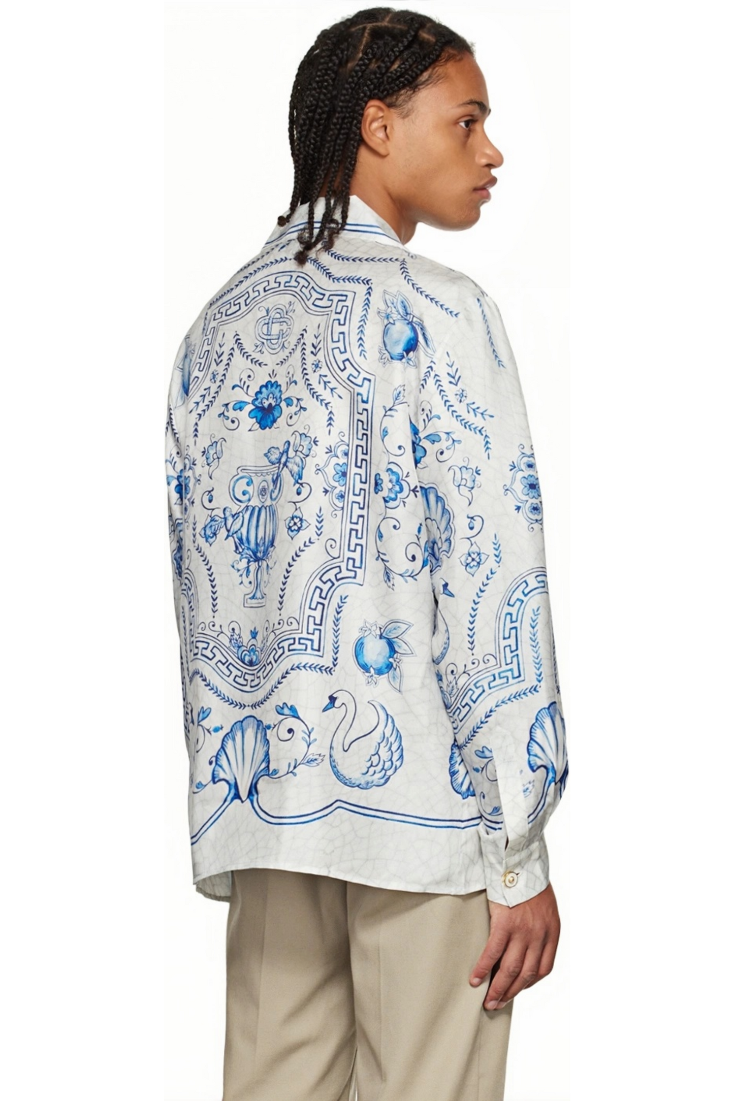 Elie blue porcelain print long-sleeve shirt